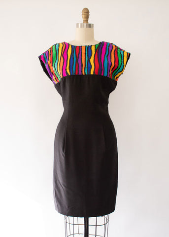 60s Raw Silk Embroidered Mexican Dress
