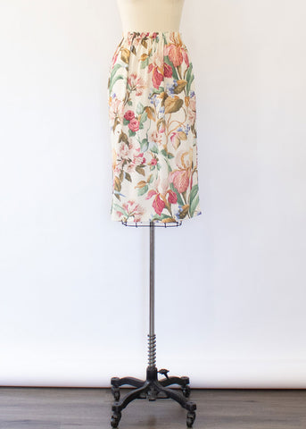 90s Floral Silk Maxi Skirt