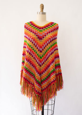 60s Crochet Fringe Cape