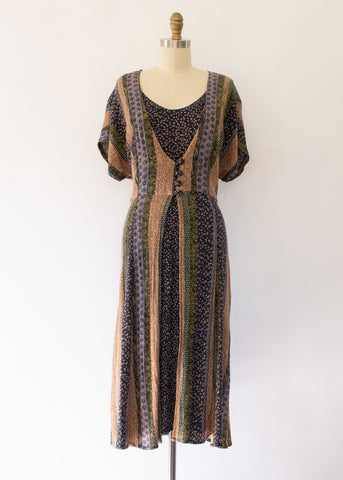 60s Silk Iridescent Floral Dress