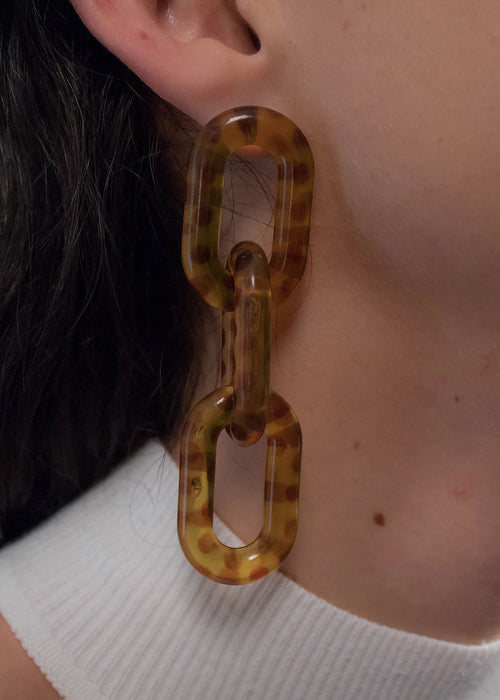 Leopard Chain-Link Acrylic Earrings
