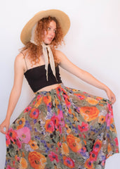 80s Floral Sheer Skirt