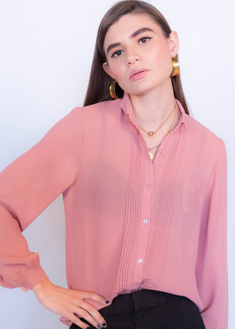 80s Satin Embroidered Blouse