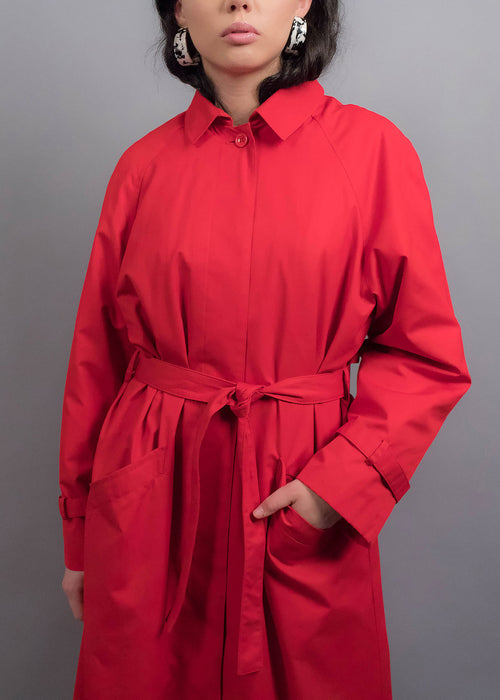 80s Red Trench Coat