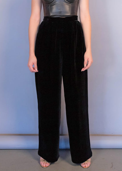 Vintage 80s Black Belted Trousers/ 1980s High Waisted Wide Leg, Bottle of  Bread
