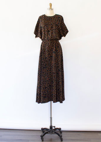 70s Abstract Belted Dress