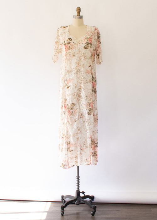 90s Floral Lace Maxi Dress