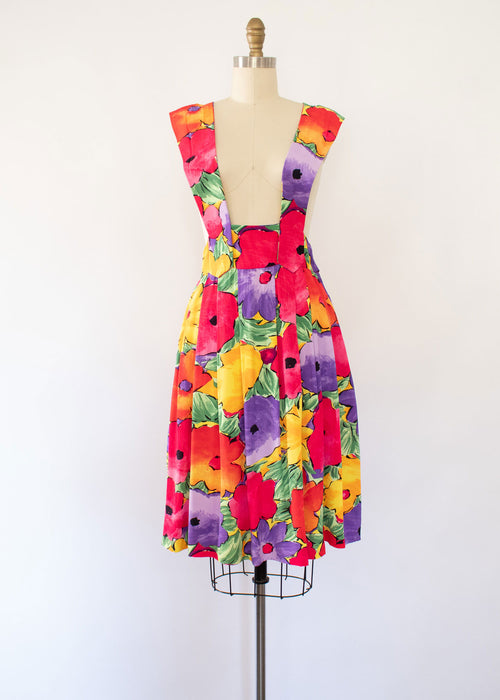 80s Floral Jumper Dress