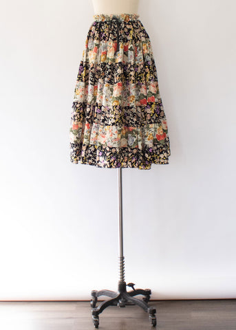 90s Floral Midi Skirt