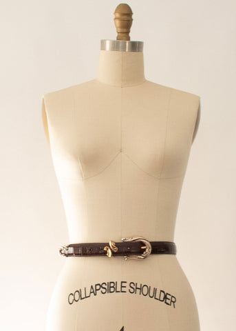 90s Abstract Brushed Gold Hardware Belt