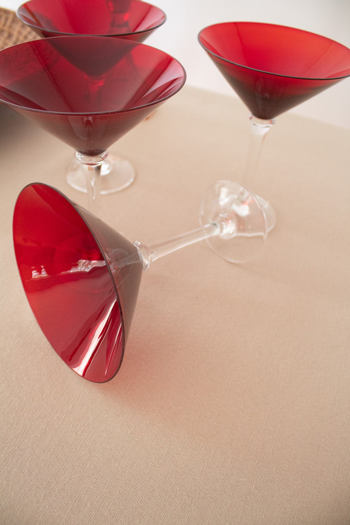 Red Martini Cocktail Glasses, Set of 4