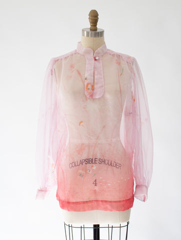 80s Sheer Abstract Blouse