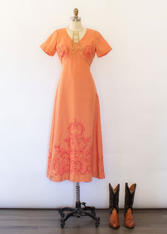 70s Native American Cotton Gauzy Dress