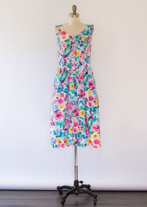 80s Floral Cotton Dress