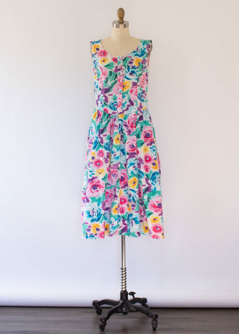 80s Gunne Sax Floral Jacquard Dress