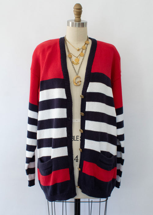 80s Americana Nautical Cardigan