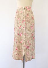 90s Crinkled Floral Skirt