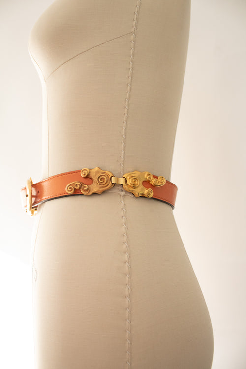 90s Abstract Brushed Gold Hardware Belt