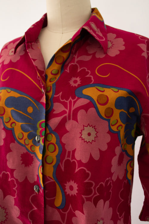 90s Floral Butterfly Shirt