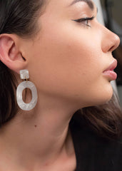 White Geometric Acrylic Earrings