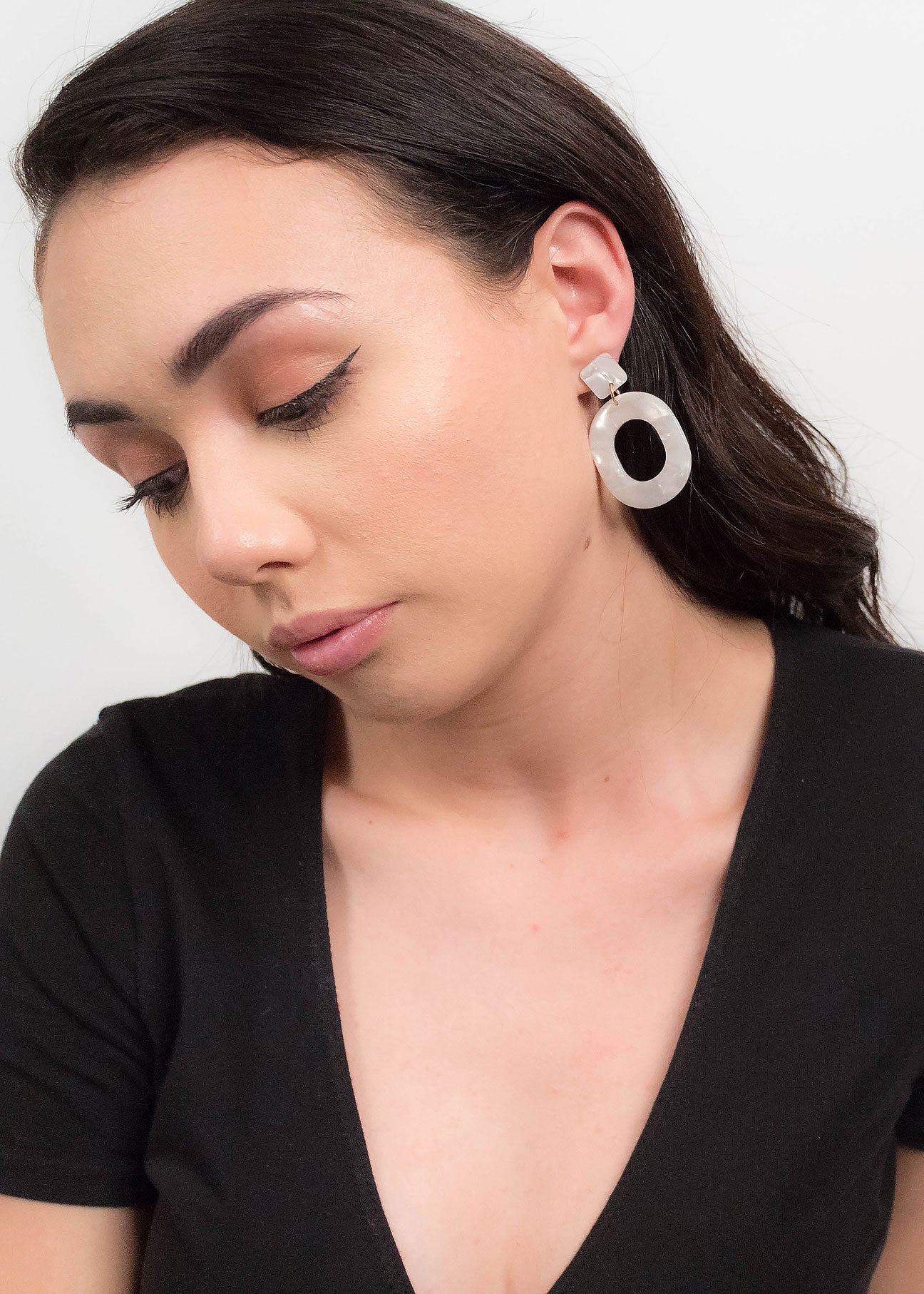 White Geometric Acrylic Earrings