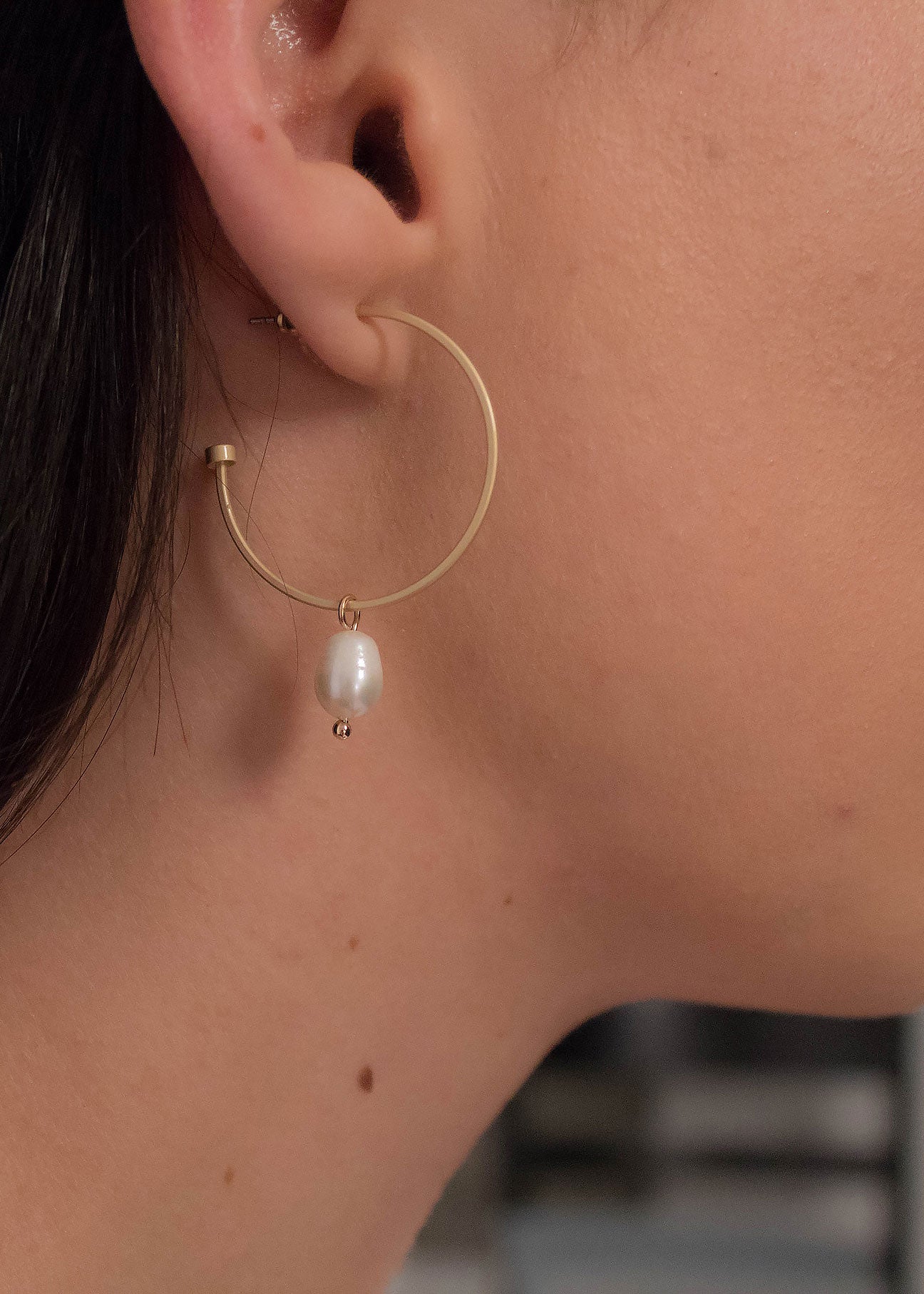 Hoop Pearl Drop Earrings