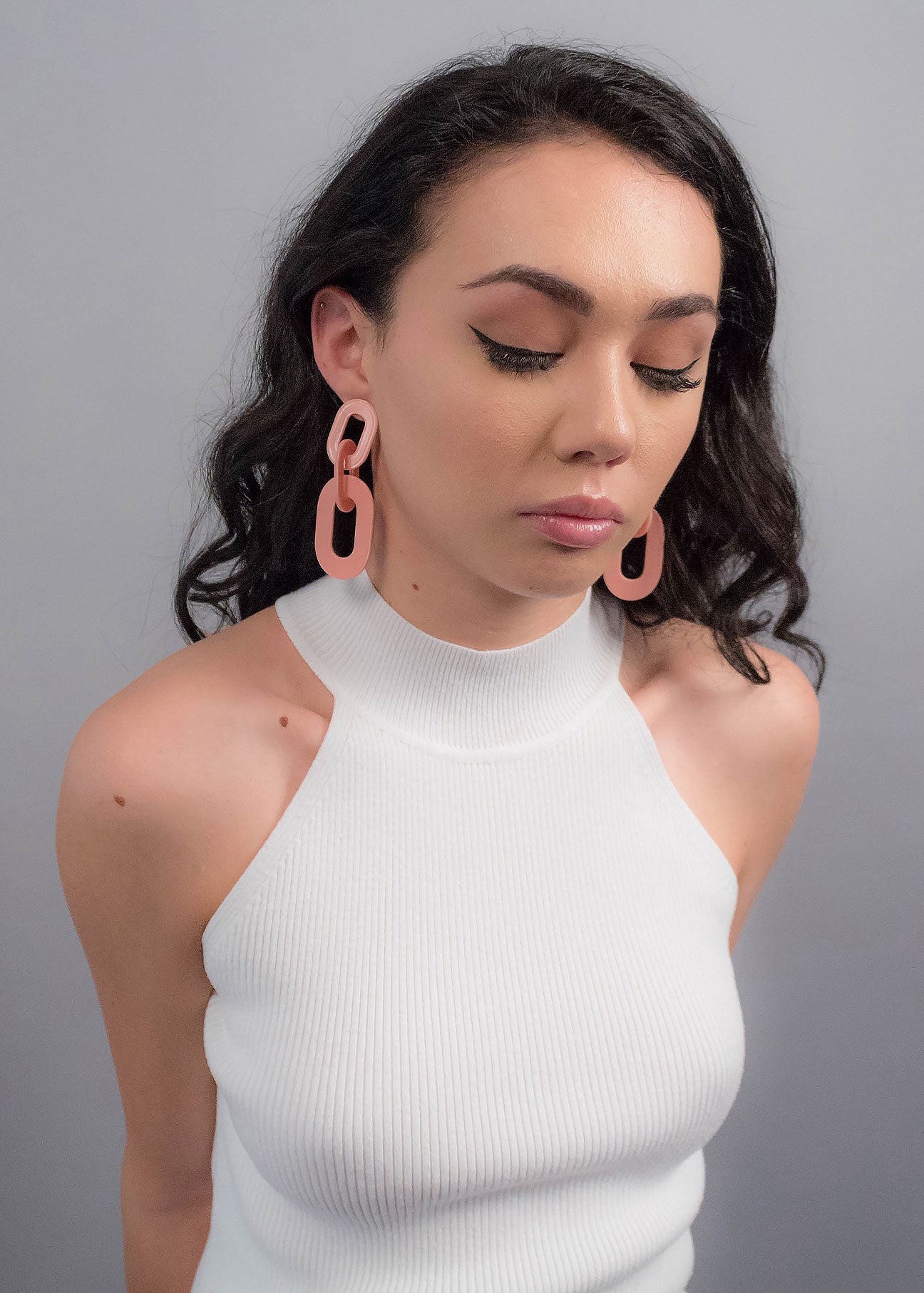 Pink Chain-Link Acrylic Earrings