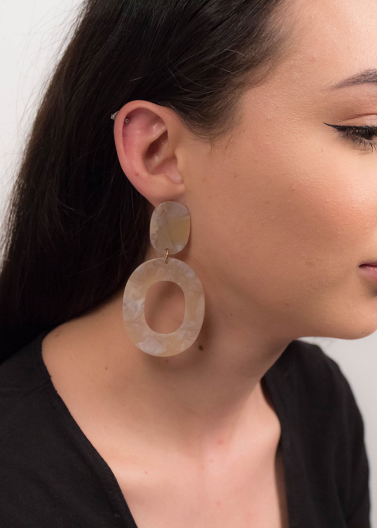 Geometric Oval Acrylic Earrings