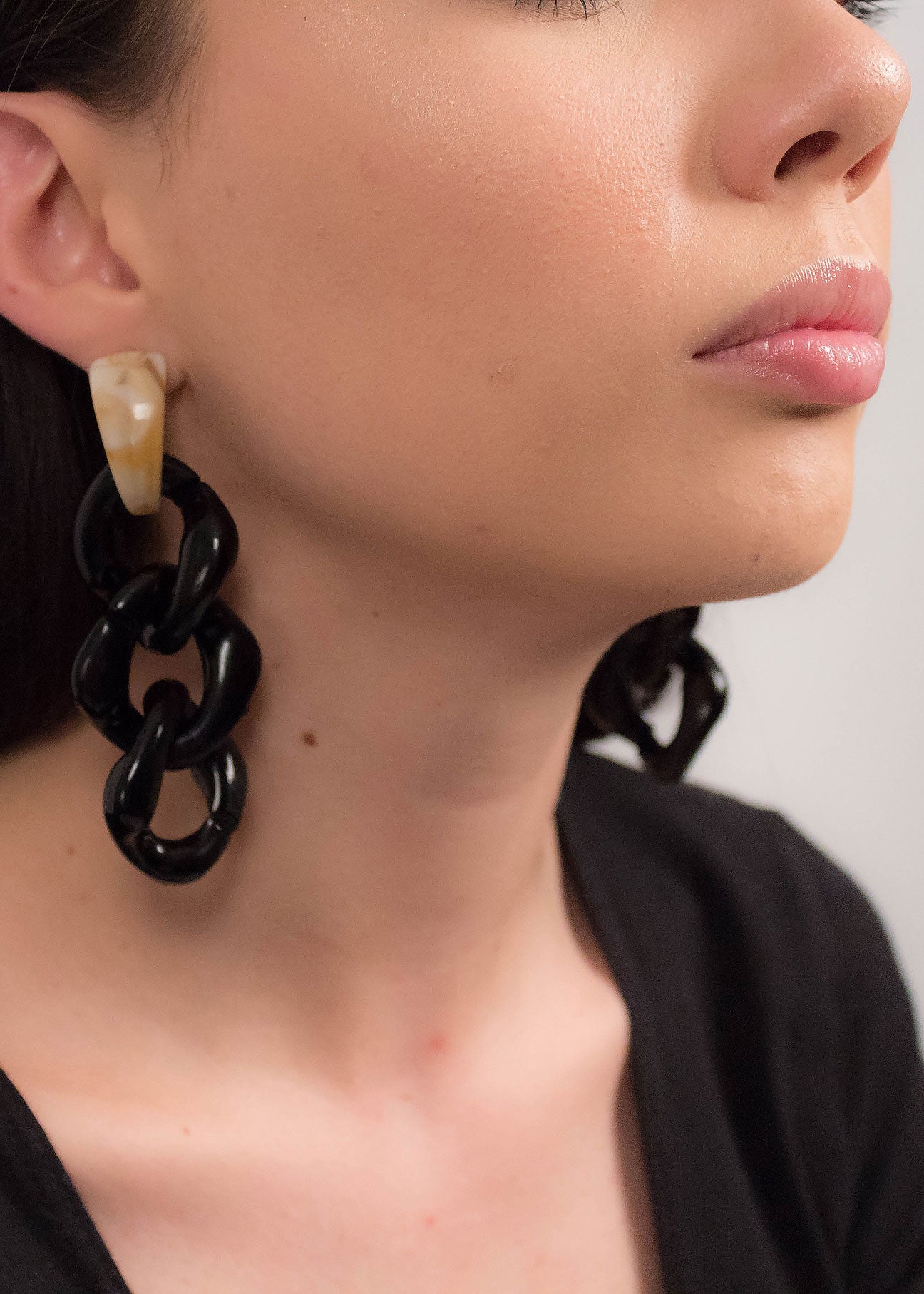 Long Chain-Link Acrylic Earrings