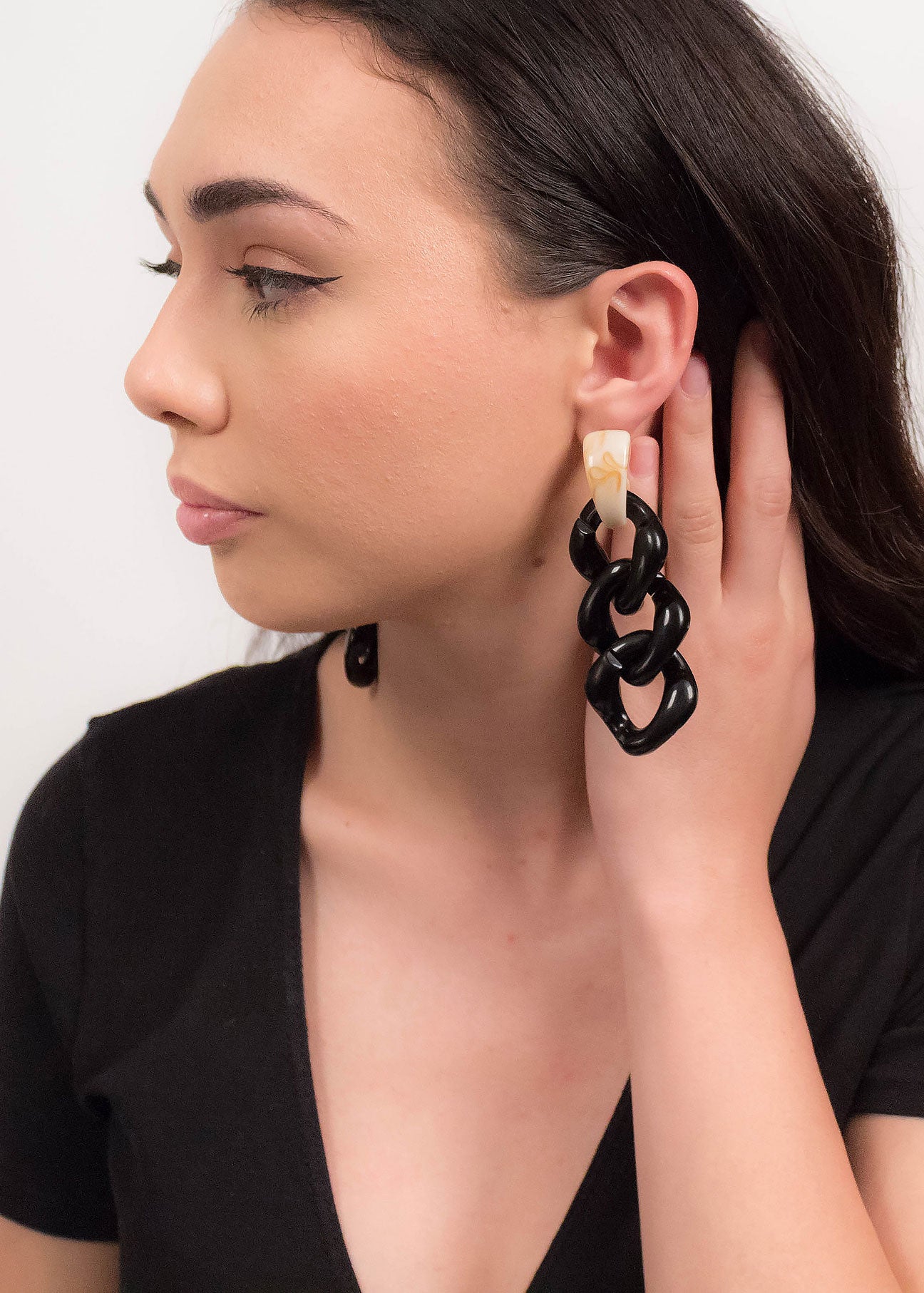Long Chain-Link Acrylic Earrings