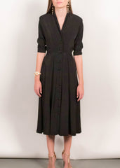 40s Black Rayon Dress