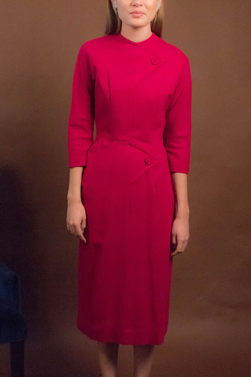 40s Wool Fuchsia Dress