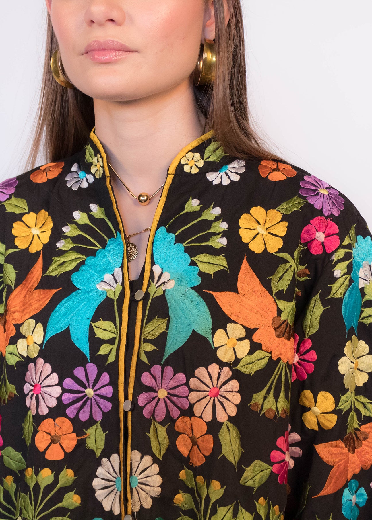 70s Embroidered Caftan Top