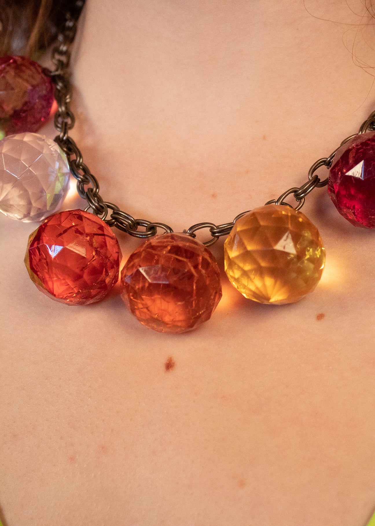 60s Lucite Ball Charm Necklace