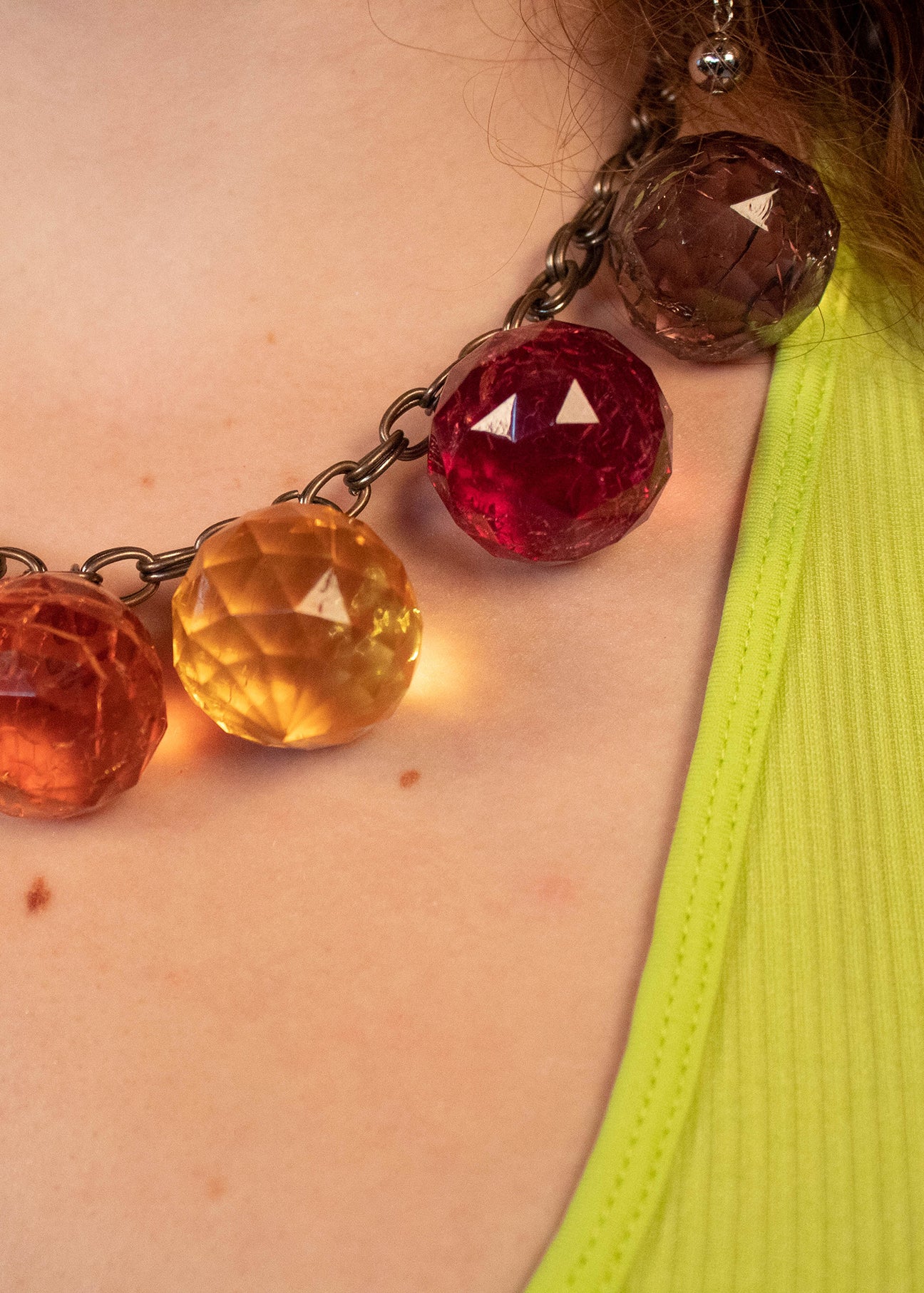 60s Lucite Ball Charm Necklace