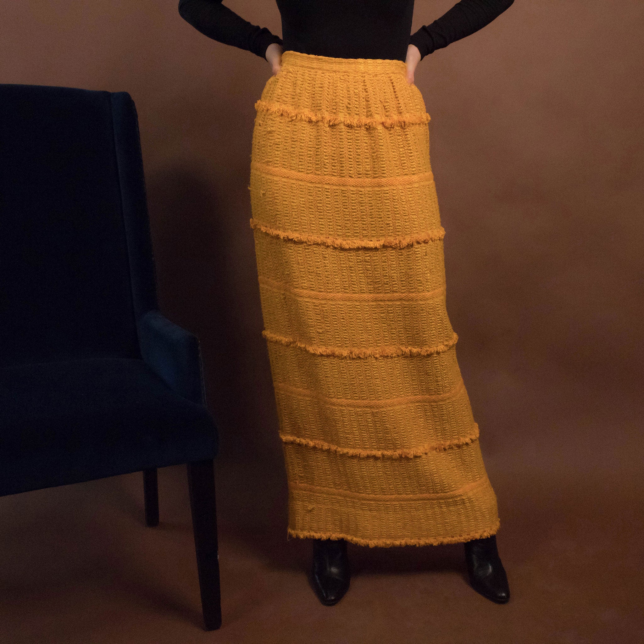 60s Tribal Boho Maxi Skirt