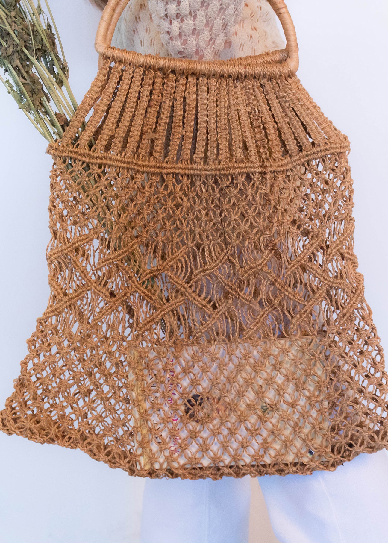 60s Jute Crochet Market Bag
