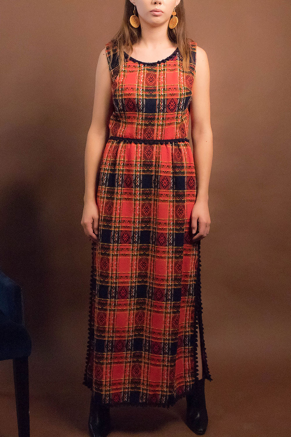 60s Tartan Wool Plaid Dress