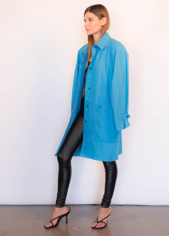 60s Baby-Blue Double-Breasted Trench Coat
