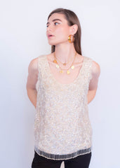 60s Glass Bead and Sequins Top