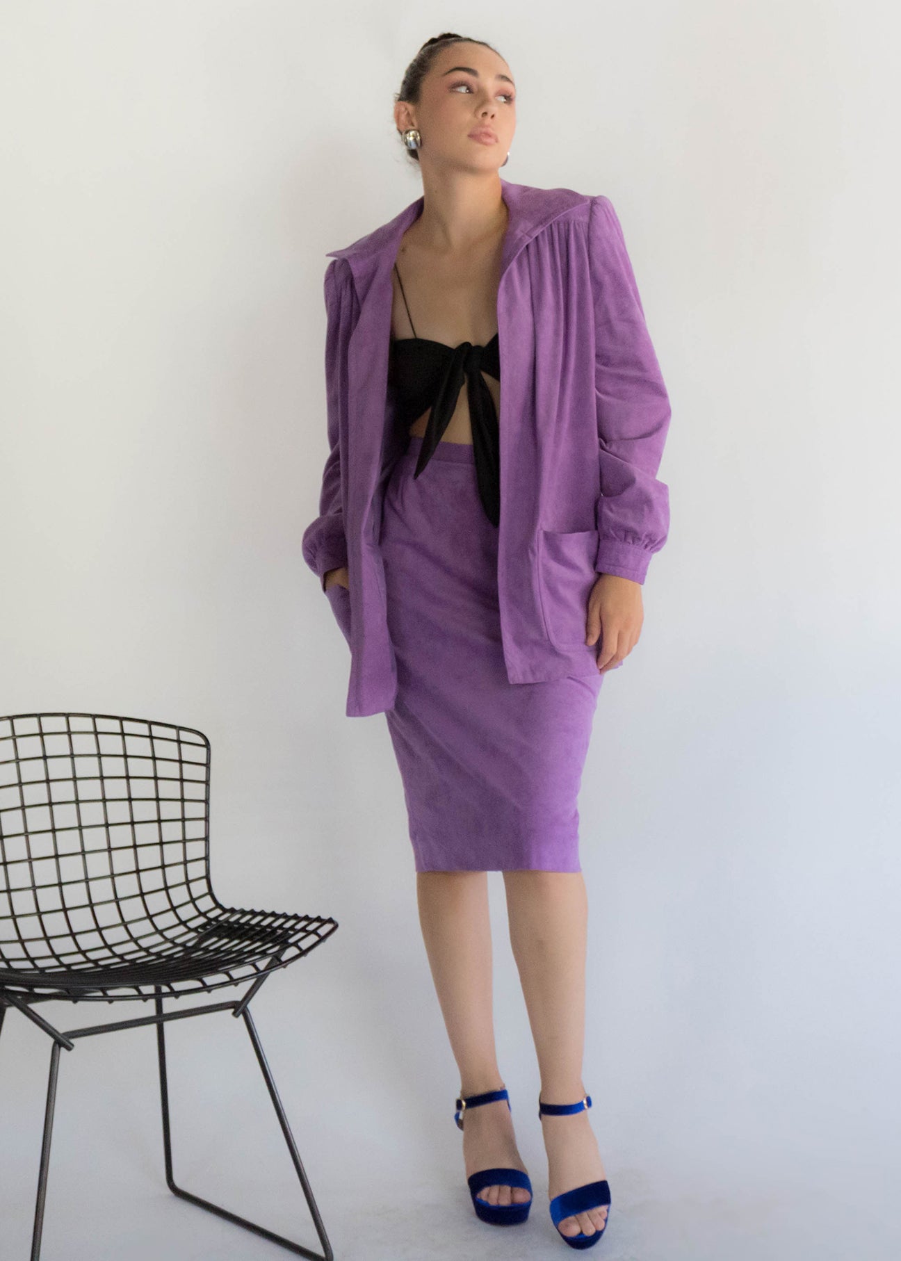 70s Faux Suede Lavender Suit