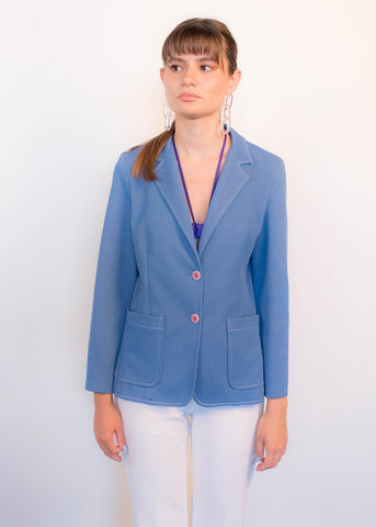 60s Baby-Blue Double-Breasted Trench Coat