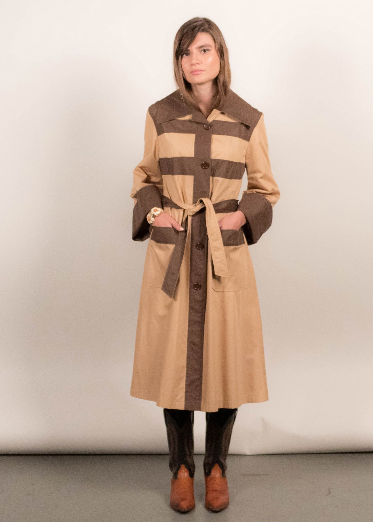 70s Two-Tone Trench Coat