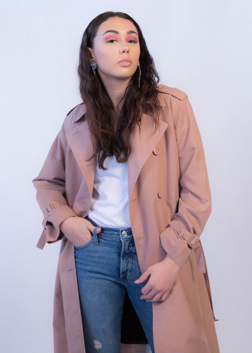 70s Dusty Pink Trench Coat