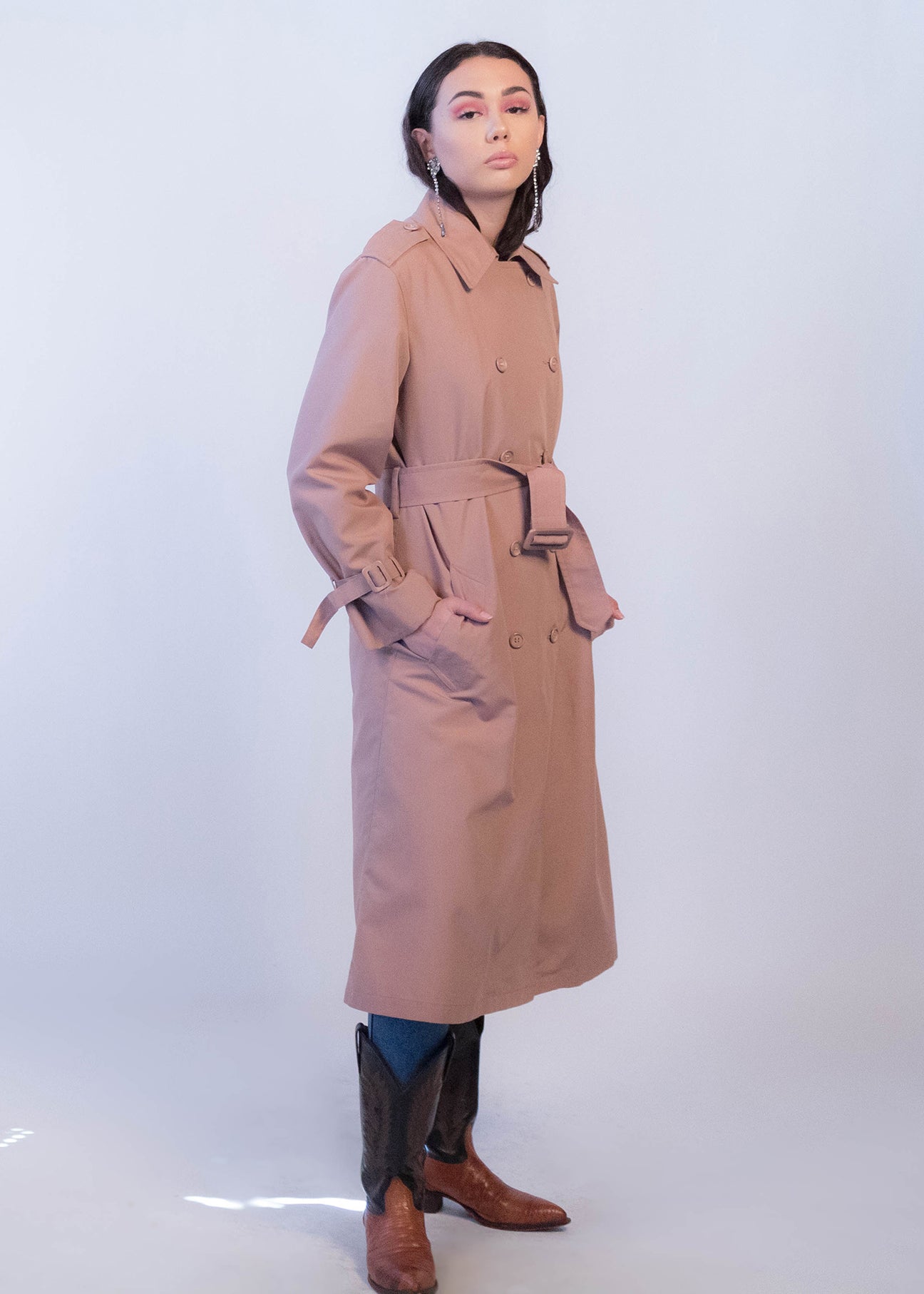 70s Dusty Pink Trench Coat