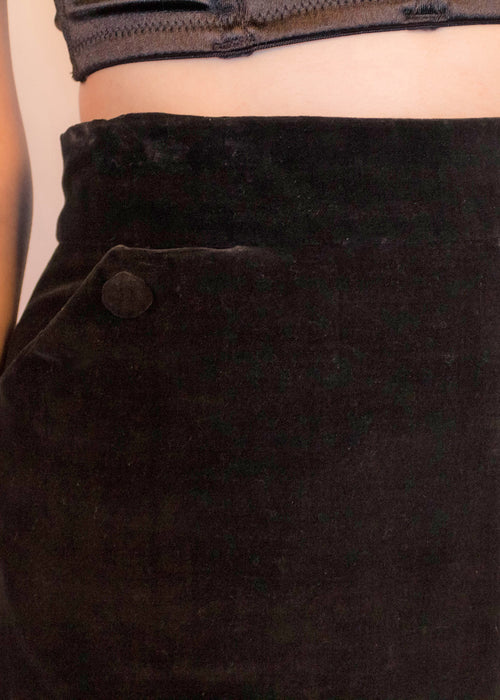 40s Black Velvet Skirt