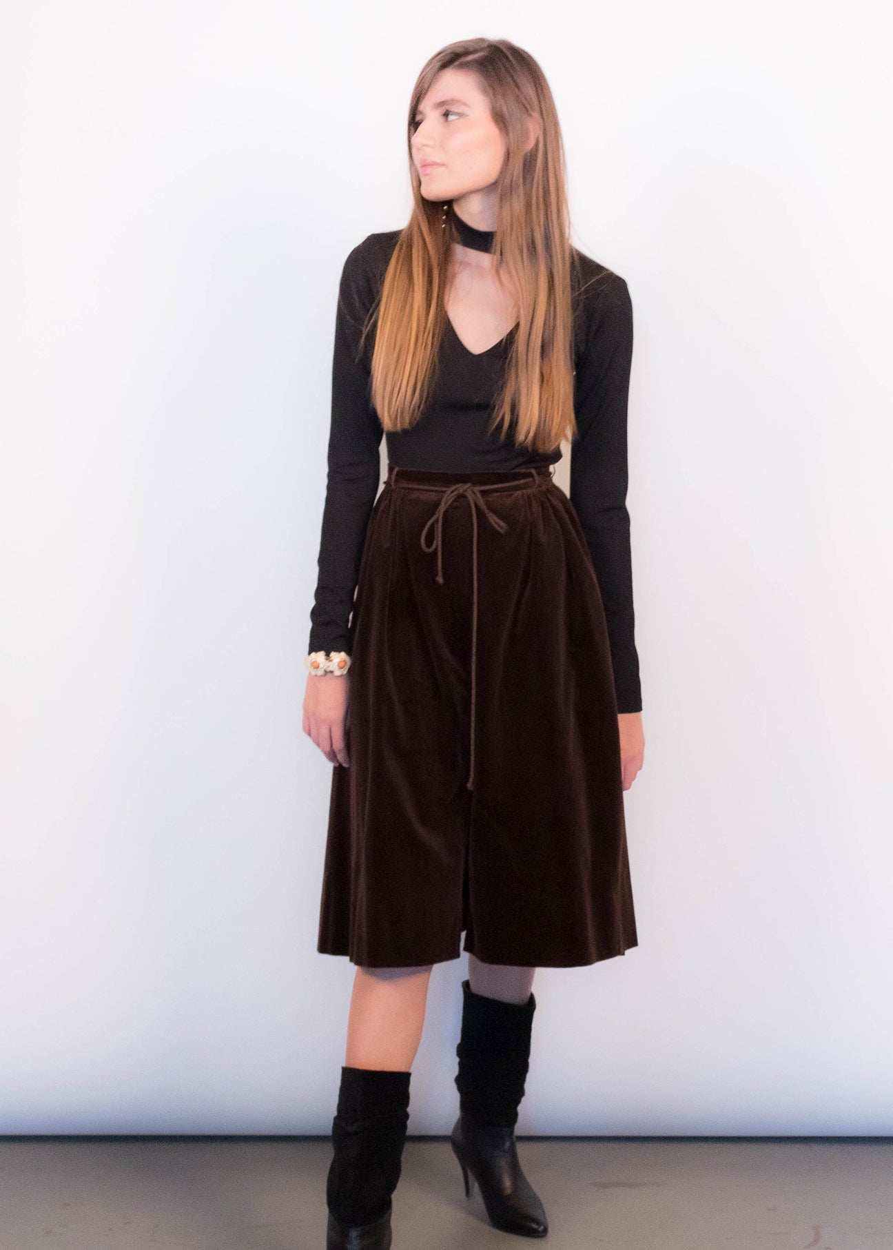 70s Boho Velvet Skirt