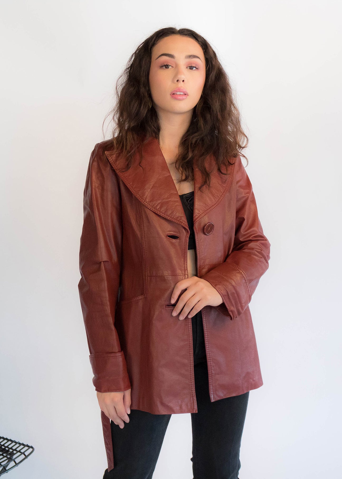 70s Rustic Red Leather Coat