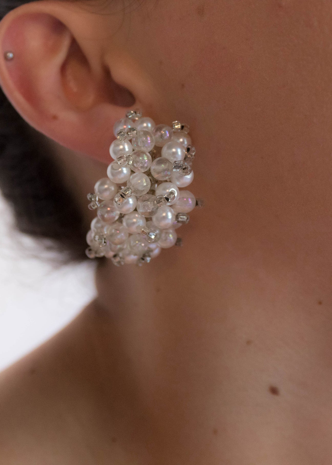 80s Faux Pearl Cluster Earrings