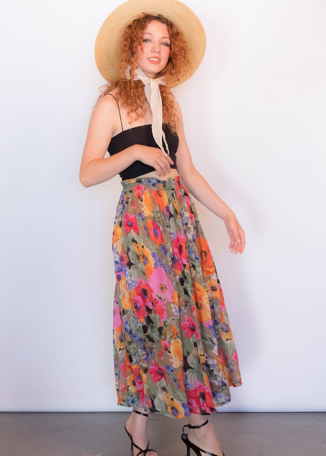 80s Floral Sheer Skirt